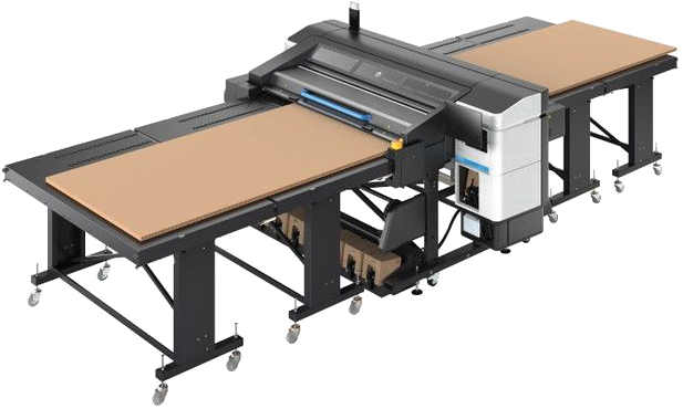 The HP Latex flatbed printer: boards load flat and print direct, no vinyl